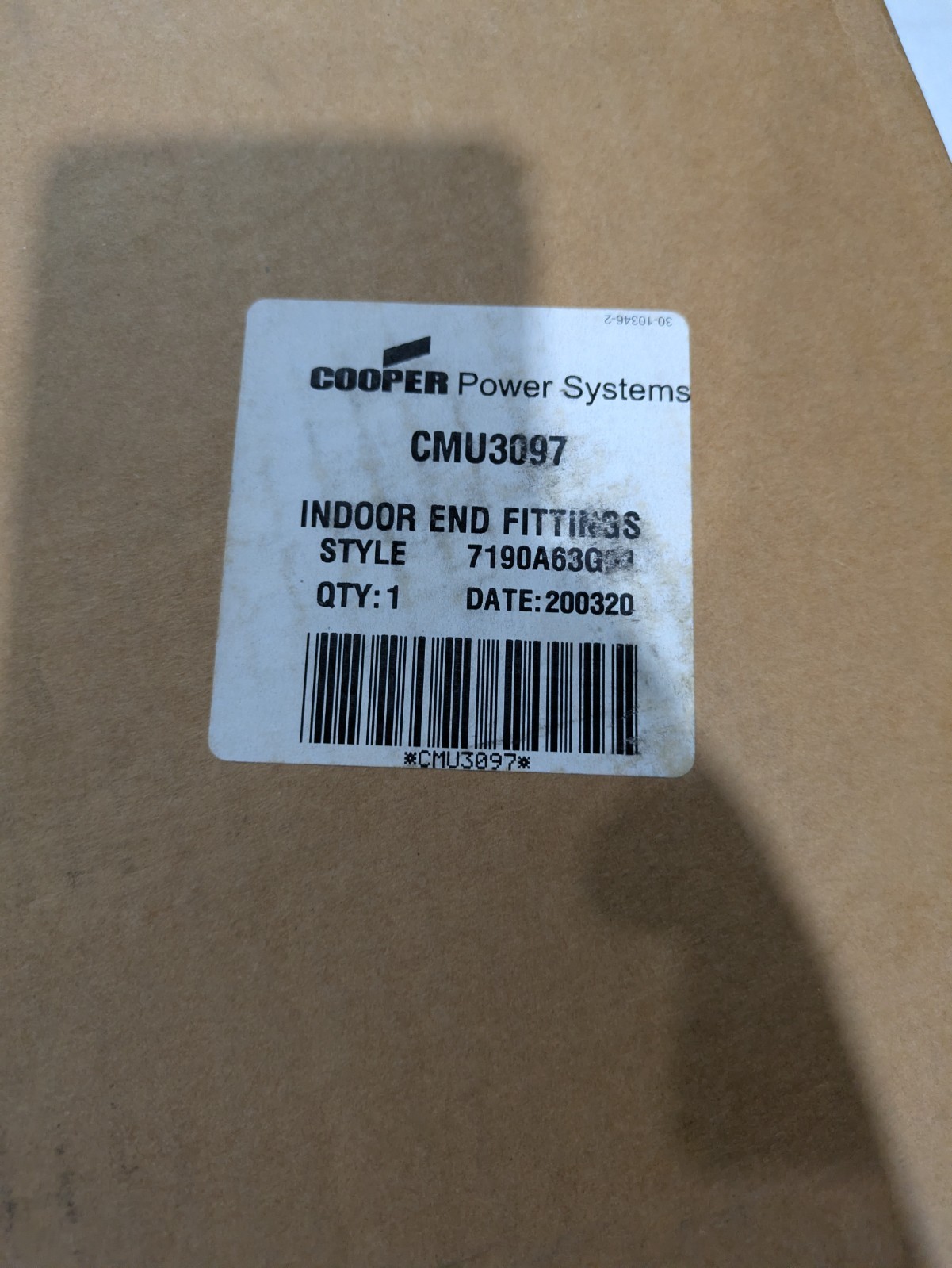 COOPER POWER SYSTEM CMU3097 INDOOR END FITTINGS