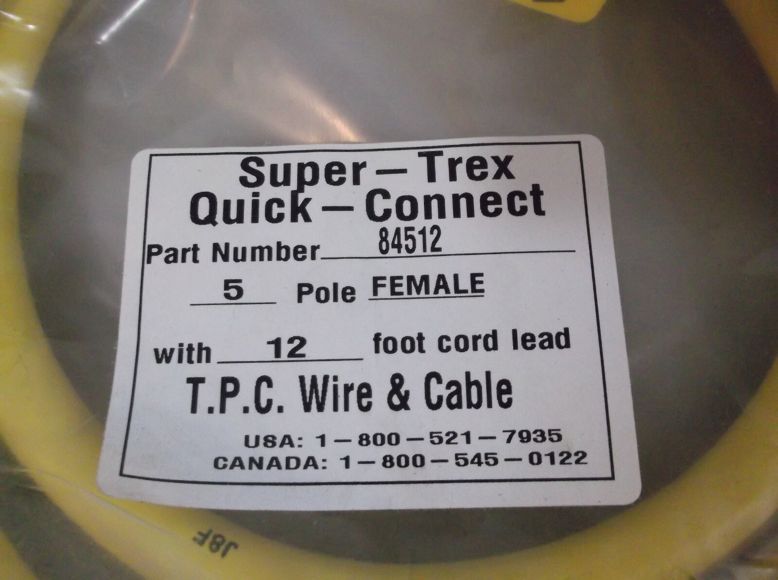 Super Trex 84512 Quick Connect 5 Pin Female to Bare Wire, 5 Pole, 12ft – NEW
