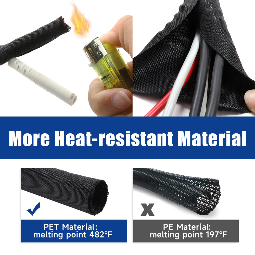 Split Braided Sleeving Tube Cable Wire Flame Retardant Insulation Sheath 5-60mm