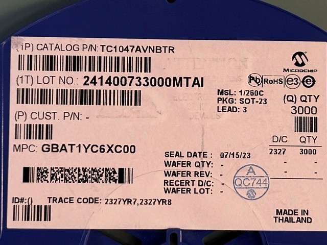 441 NEW MICROCHIP TC1047AVNBTR Temperature SENSOR ANALOG -40C-125C SOT23-3