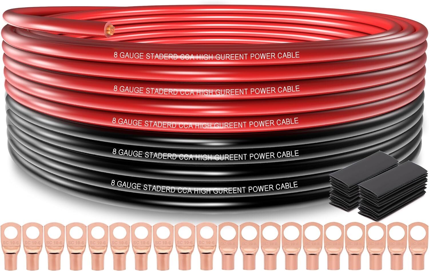 8 Gauge Wire (25ft Each- Black/Red) Copper Clad 8 Gaue Wire（Black/Red）