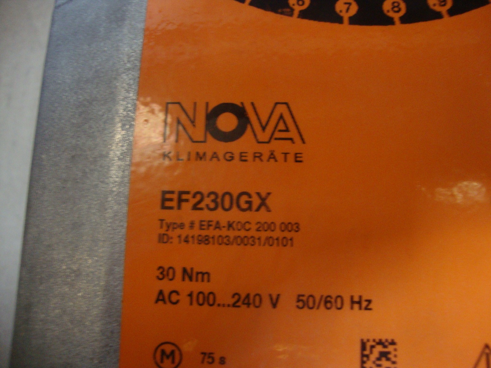 NOVA air conditioning units rotary actuator (EF230GX) type: (EFA-K0C200003) 30Nm, 100…240VAC