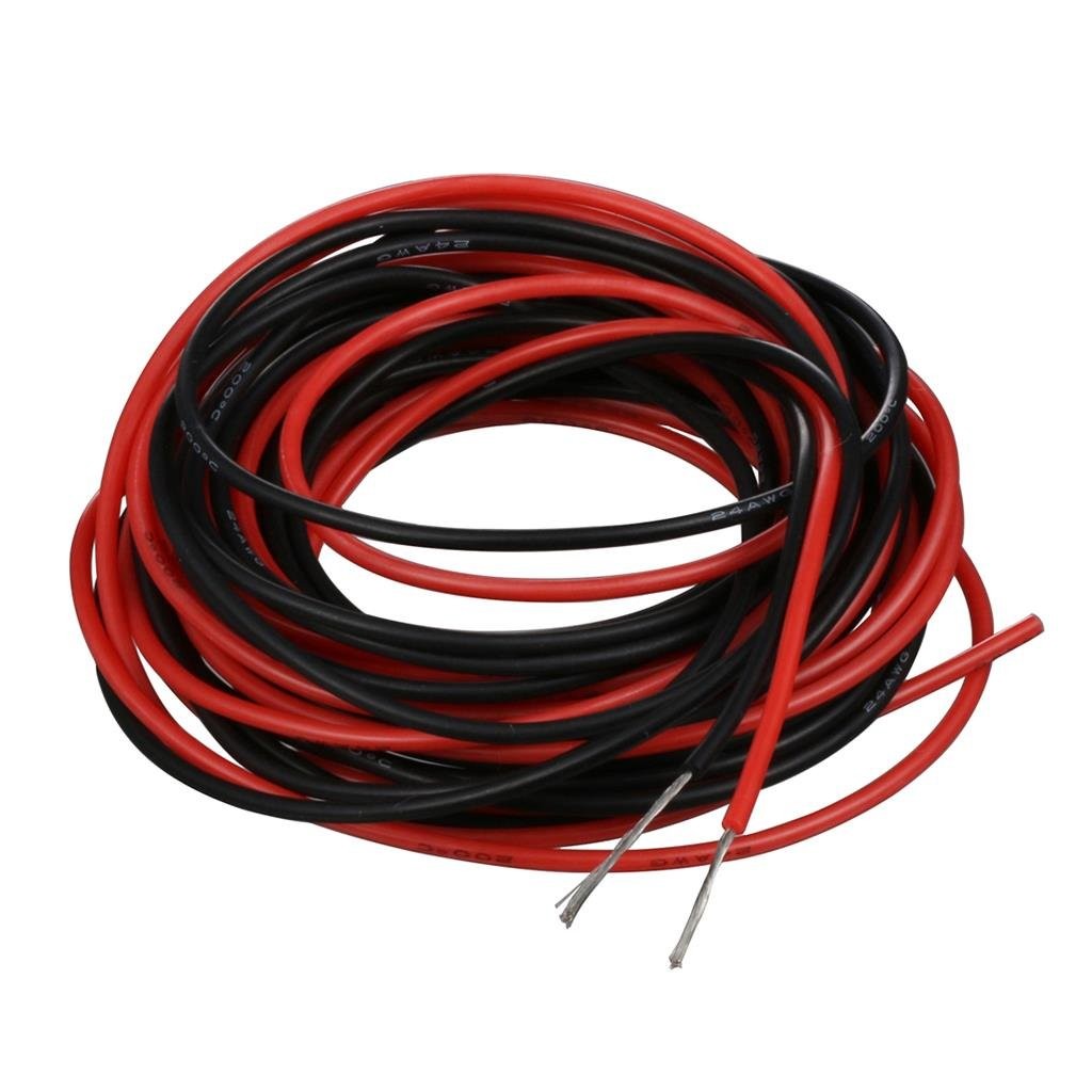 24 Gauge Silicone Wire 20ft Red and Black High Flexibility Low Impedance Wire