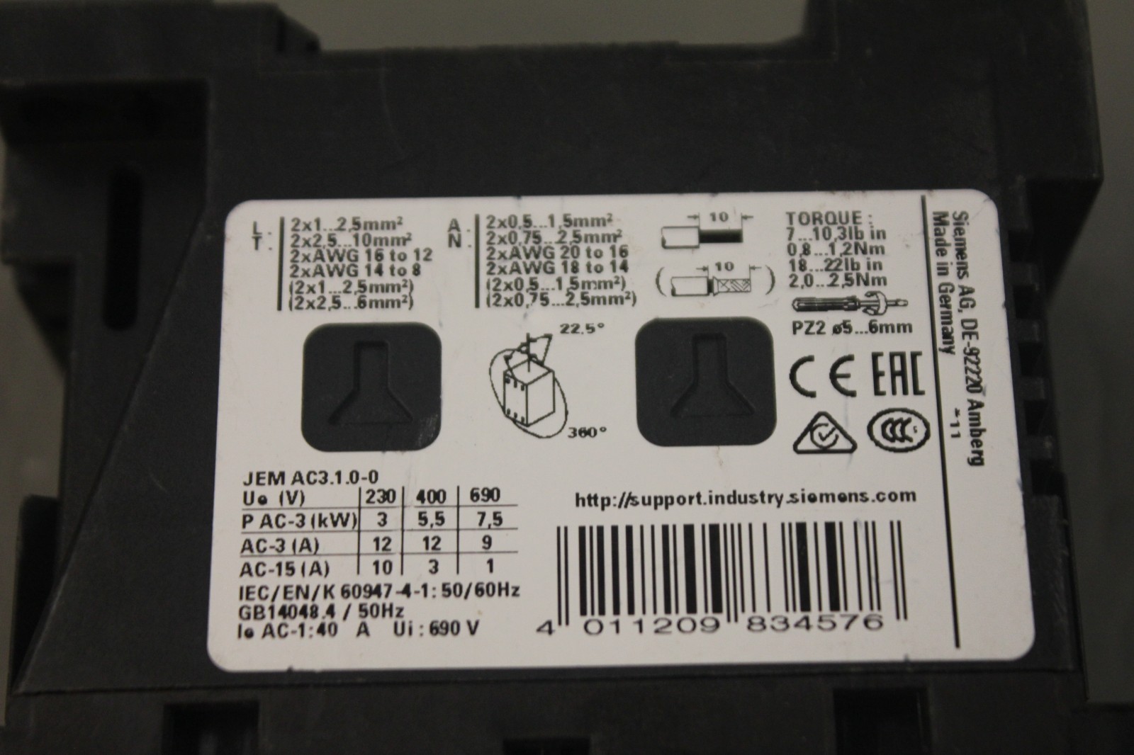 SIEMENS SIRIUS 3RT2024-1NB30 CONTACTOR MODULE