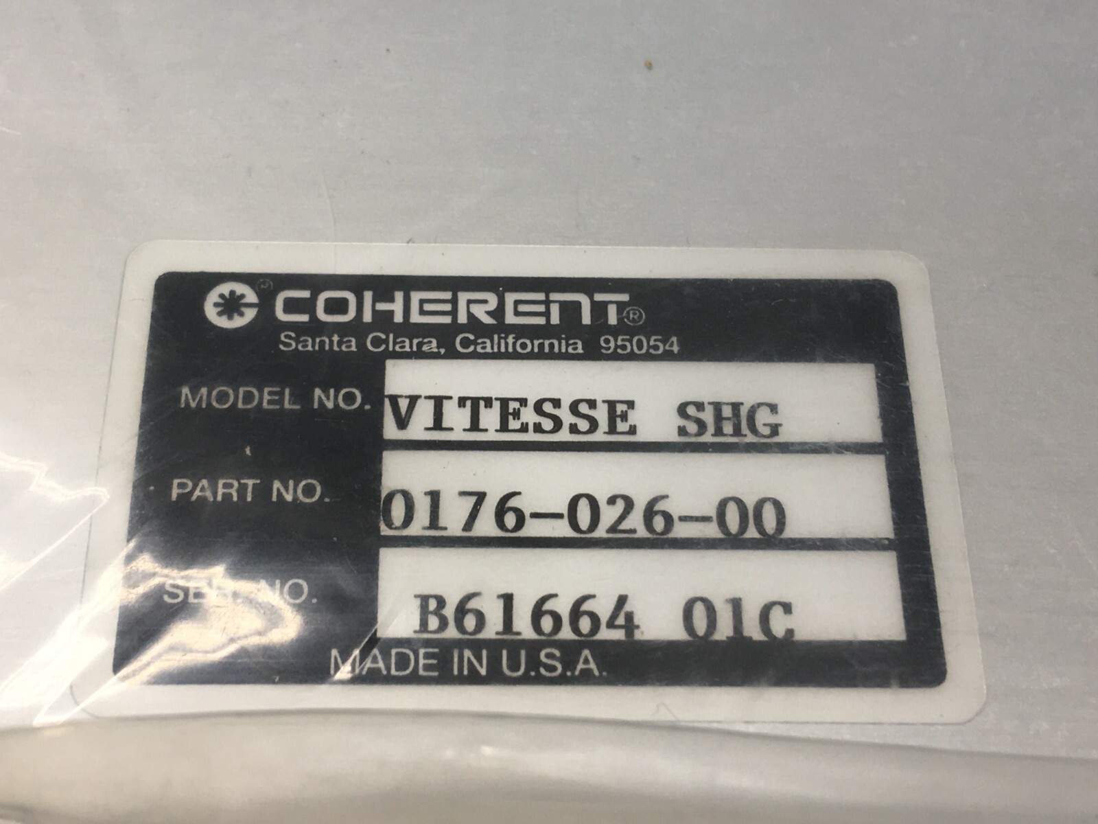 Coherent 0176-026-00 Vitesse SHG CU Second Harmonic Generator, 132498