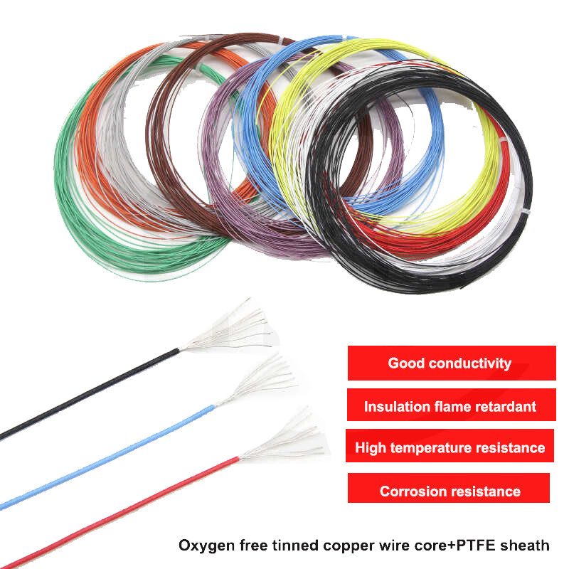 PTFE Cable Wire 26 28 30 32 34 36 38 40AWG Flexible Tinned Copper Cable UL10064