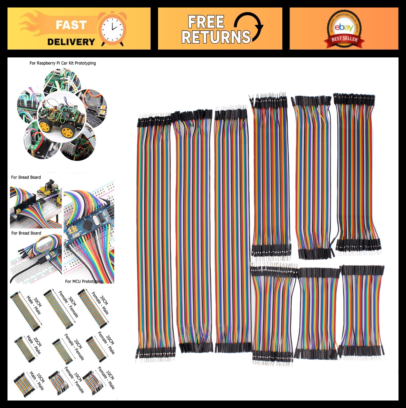 360-Pc Multicolor Jumper Wire Kit – 30/20/10cm Dupont Cables for Arduino & Raspb