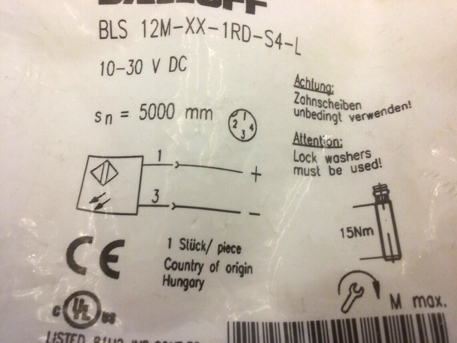 BALLUFF BLS 12M-XX-1RD-S4-L PHOTOELECTRIC SENSOR THROUGH BEAM NIB