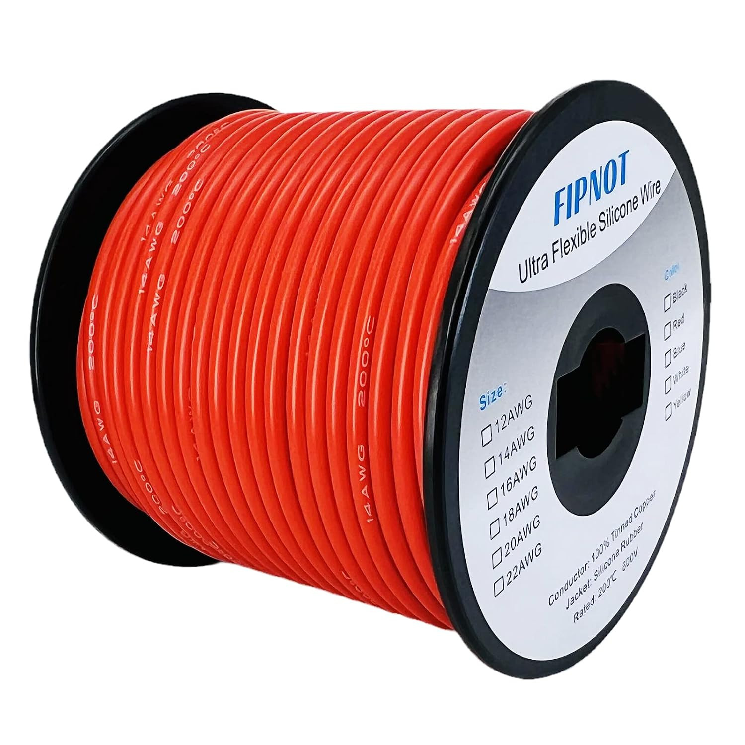 14 Gauge Silicone Wire – 100ft Red Spool, Extra Flexible 14 AWG Stranded Tinned