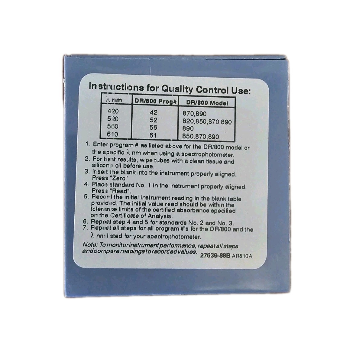 DR Check 27639-00 Absorbance Standard Secondary Standards Kit HACH 2763900