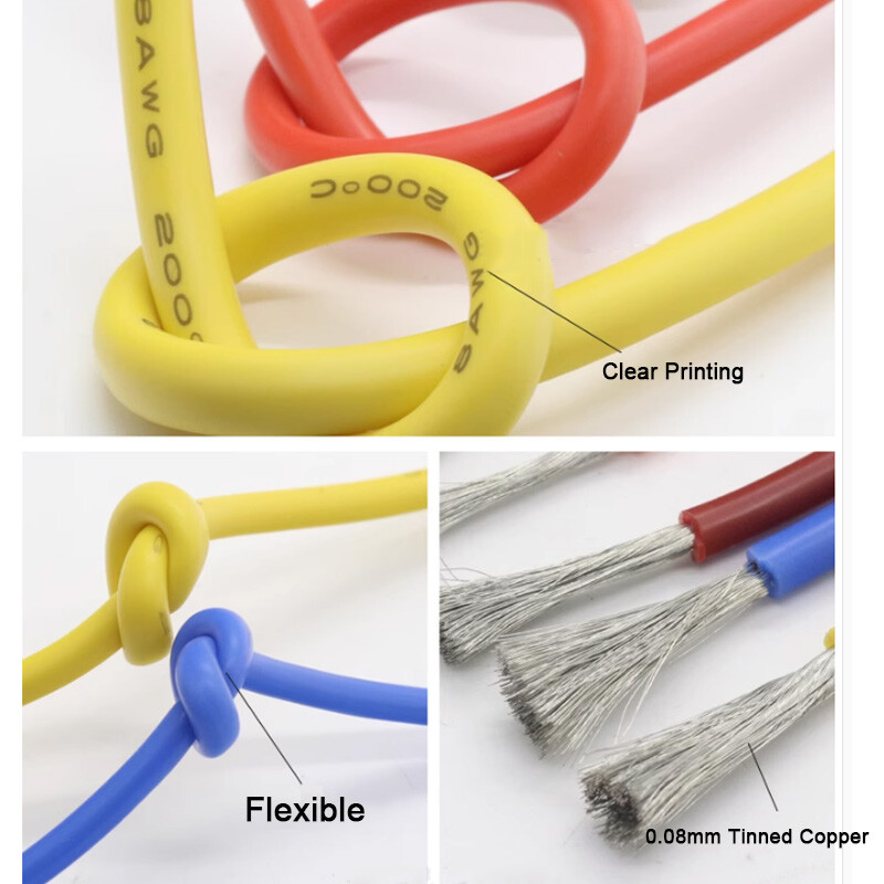 1M 2-30 AWG UL Flexible Silicone Cable Wire 0.08mm Stranded Line Soft Colourful