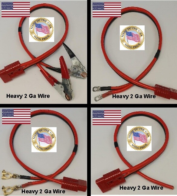 Quick 175 PRO Battery Cable Assembly HEAVY REAL 2 Ga AWG lug/terminal/clamp Red
