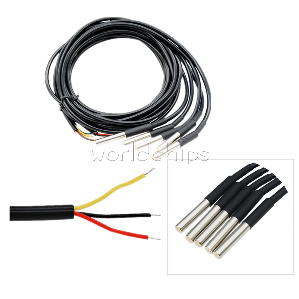 20x 1M DS18B20 Waterproof Digital Humidity Sensor Probe Thermistor Cable NTC