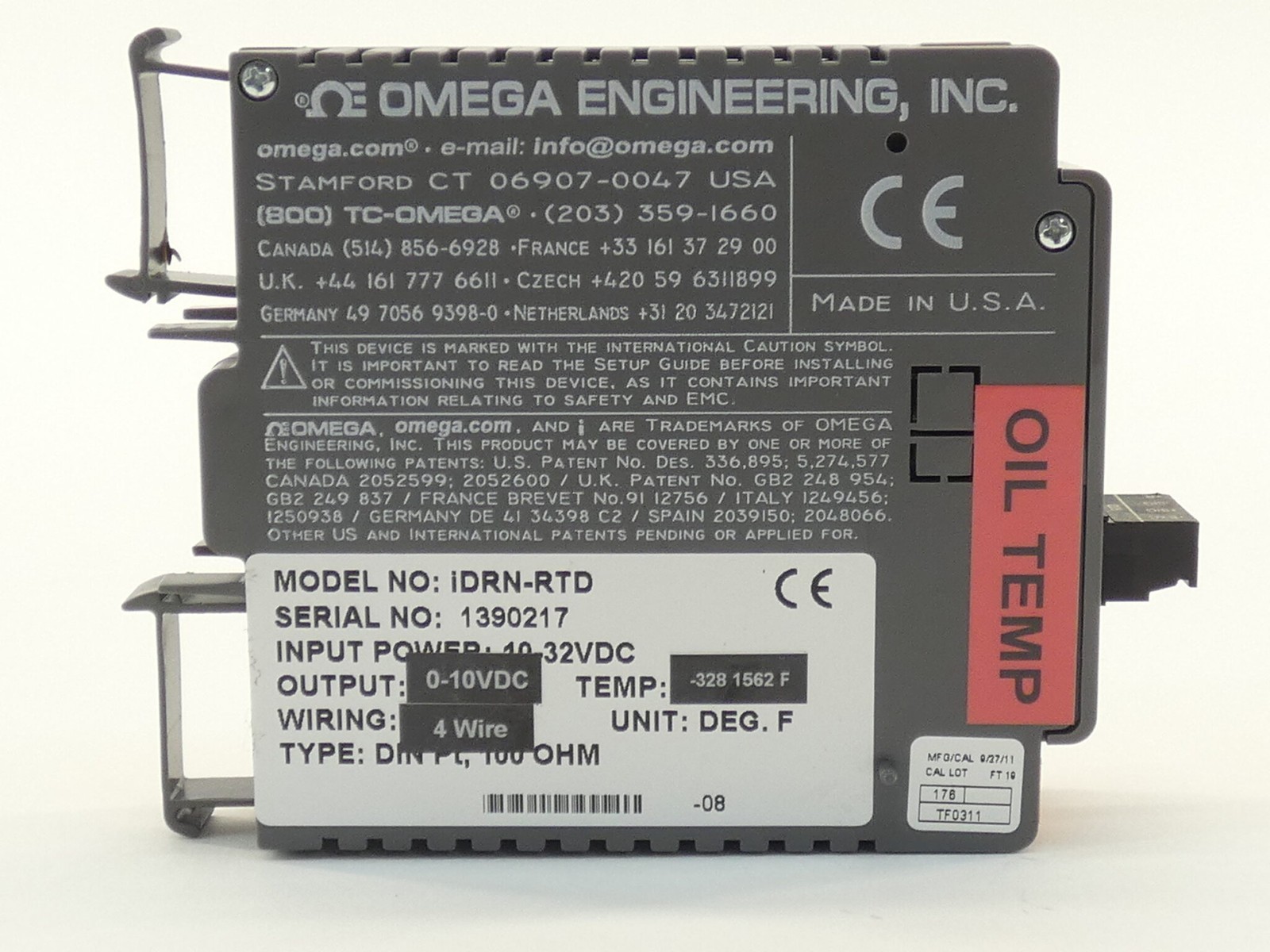 Omega IDRN-RTD Signal Conditioner w/ RS232C Communication Input 10-32VDC Outp…