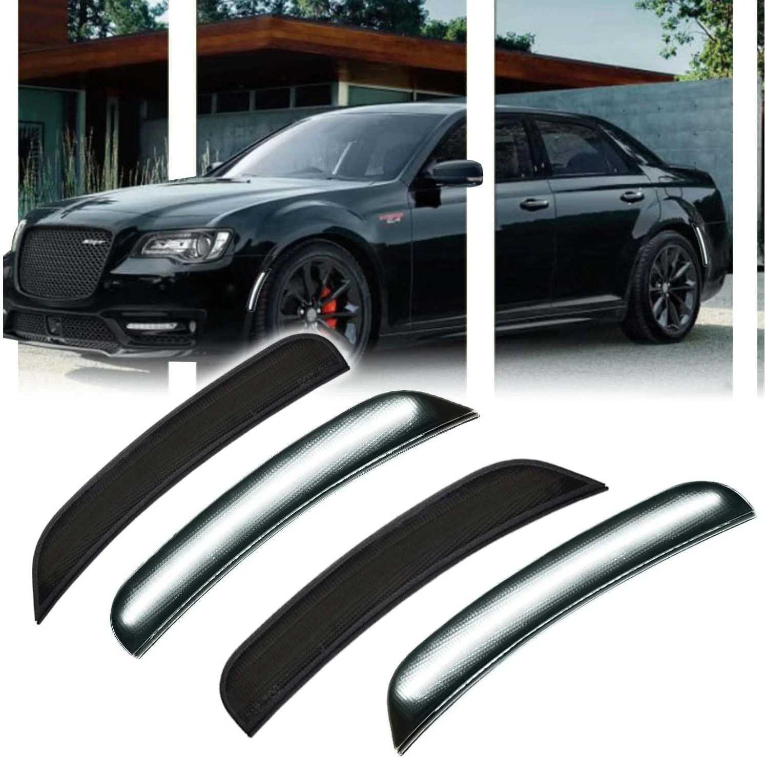 4 PCS LED Side Marker Light Kits for 300 2015-2024, Full LED Strip White Front