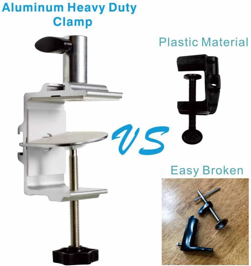 1/2 Inch Base Magnifying Lamp Clamp Silver Swing Arm Desk Lamp Phone Tablet