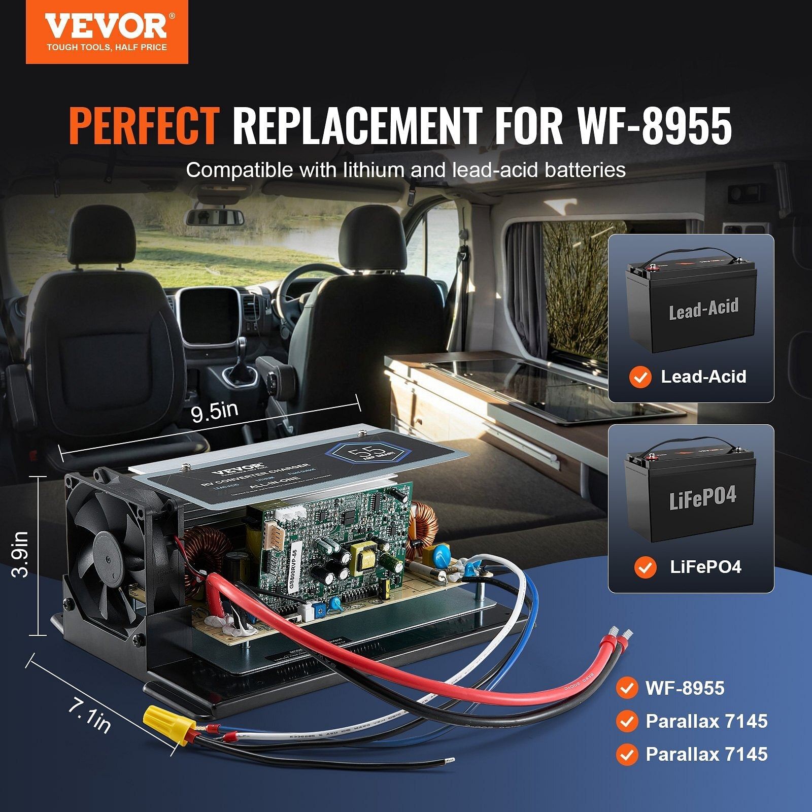 WF-8955-AD-MBA Main Board Assembly, 55 Amp, Three-Stage RV Power Converter Repla