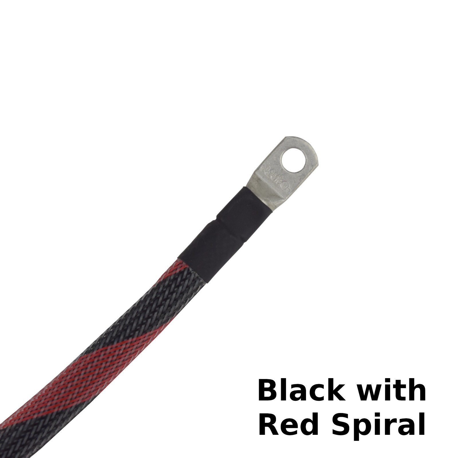 2 AWG Gauge Custom Battery Cable Copper Braided (Black with Red Spiral)