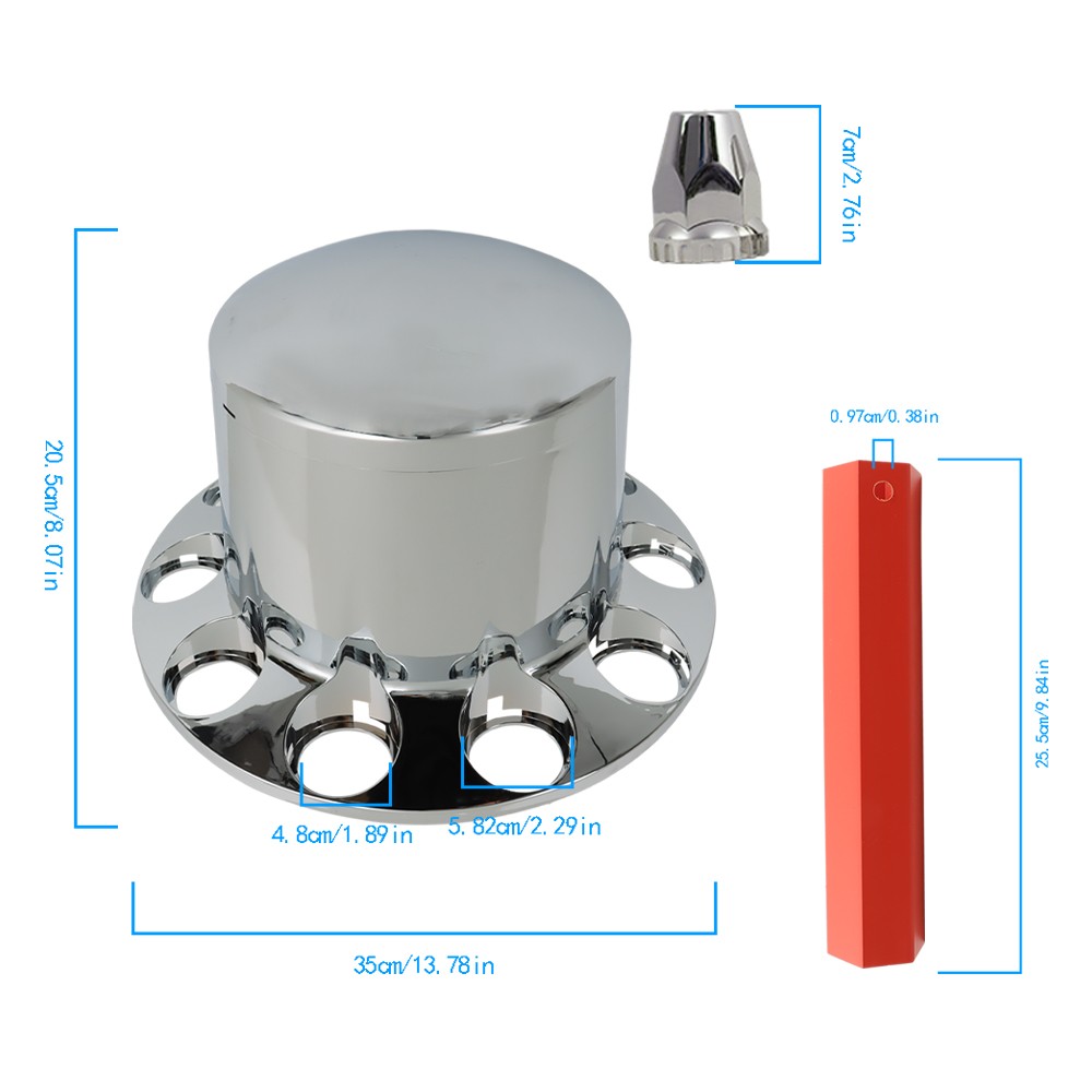 Chrome Rear Wheel Axle Hub Cover Kit Semi ABS 33mm Nut Covers Plastic Set of 4