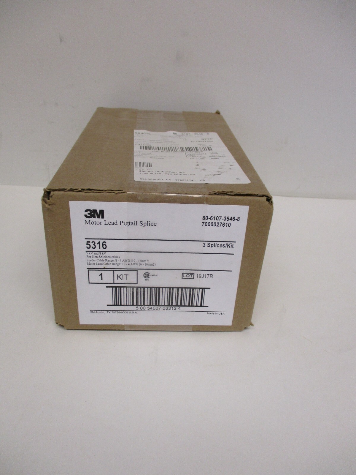 3M 5316, MOTOR LEAD PIGTAIL SPLICE 5316, 3 SPLICES , 5KV AND 8KV, NEW/UNOPEN