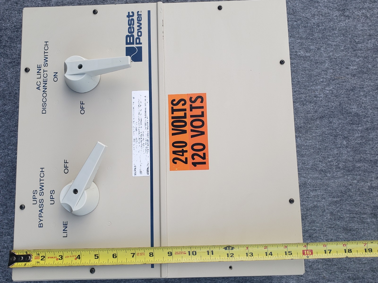 BPE-04-MBB-1A Best Power UPS External Power Transfer Switch 100 Amp 300V