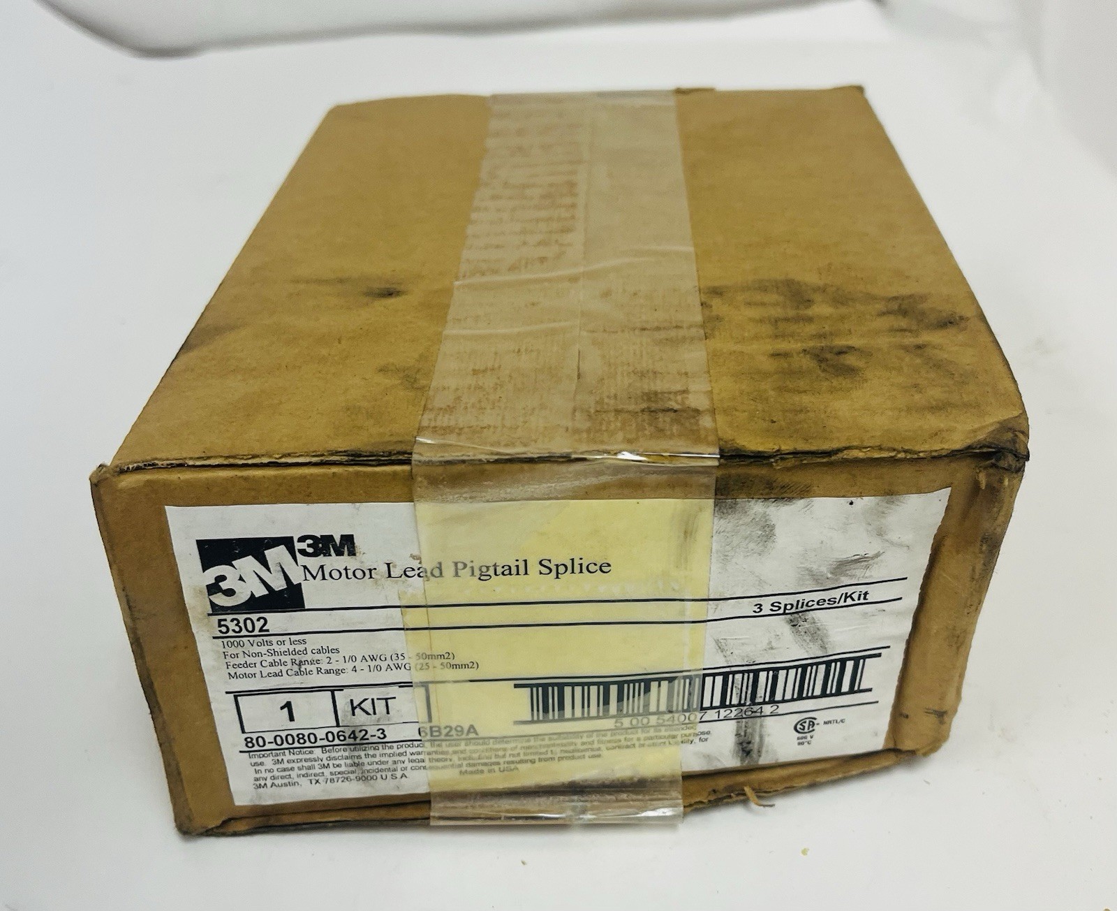 3M NO. 5302 3M MOTOR LEAD PIGTAIL SPLICE 5302 1 KV 1-HOLE LUG CONNECTION