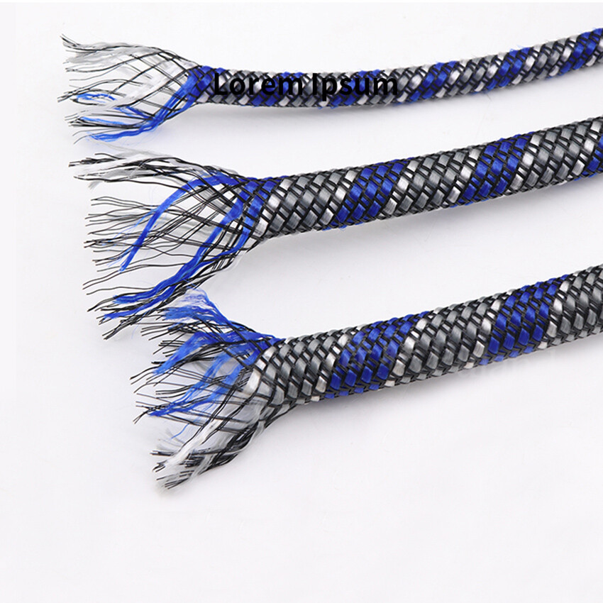PP & PET Mix Braided Sleeve Tube Cable Expandable Sheath Sleeve Blue+White+Gray