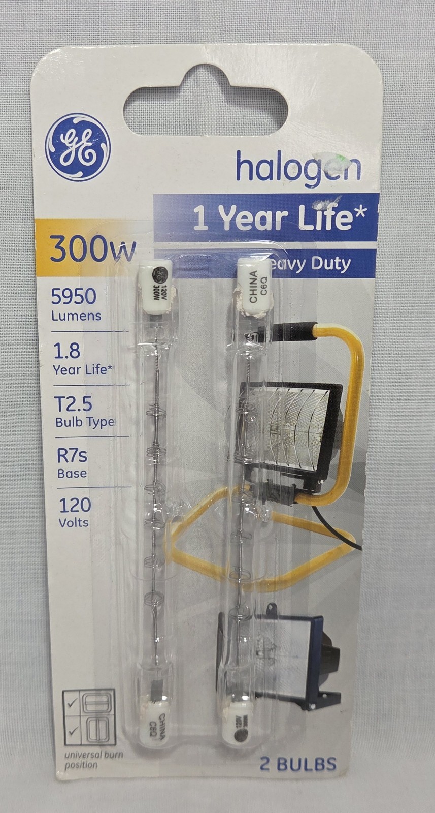 GE Lighting New 2-Pk 300-Watt Quartz Line Halogen Heavy-Duty Lamps