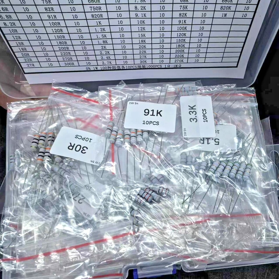 YEAZ 1000Pcs 1W Resistors 100V 1Ω-1MΩ STEM Edition
