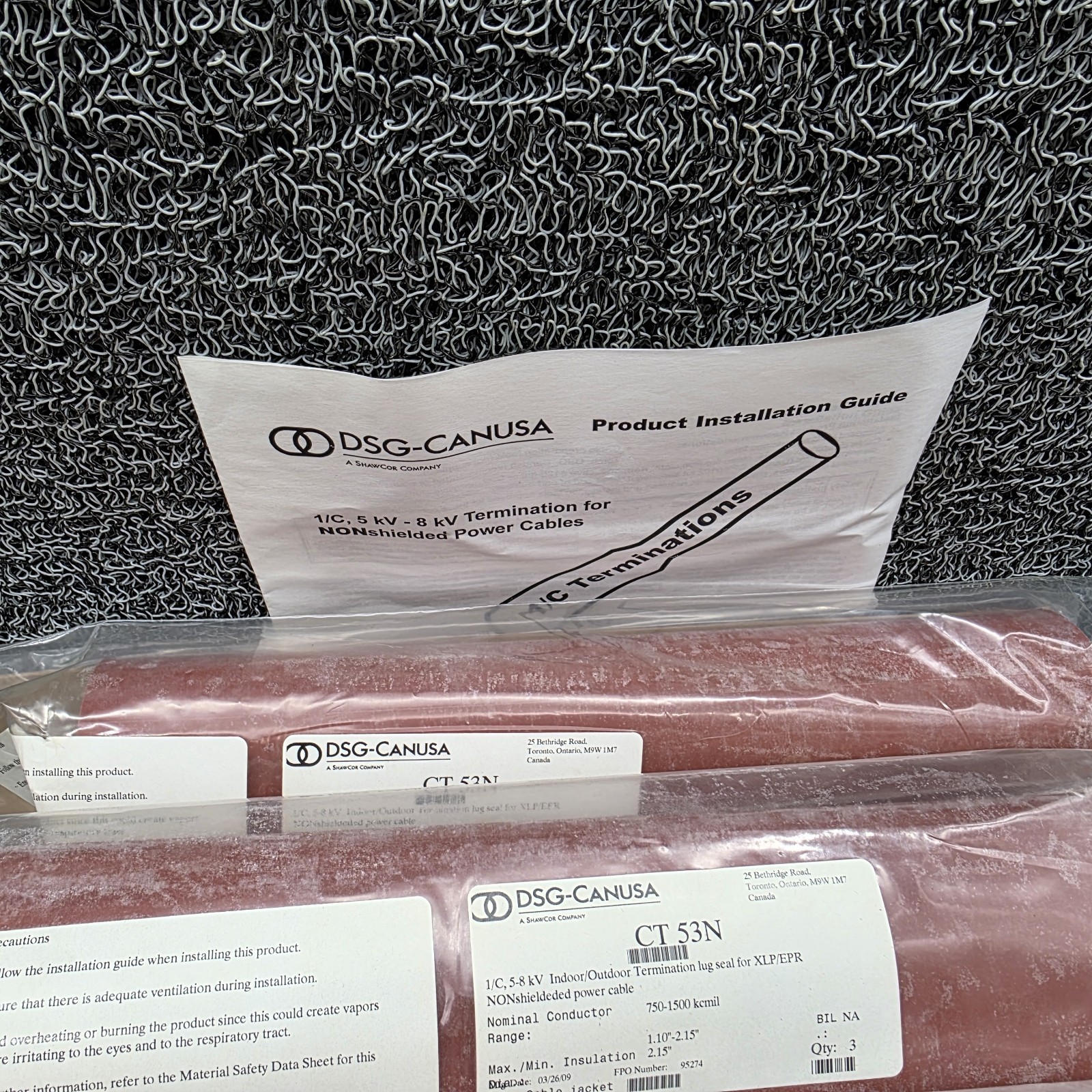 DSG-CANUSA CT 53N Heat Shrink Medium Voltage Termination Kit-Box of 3