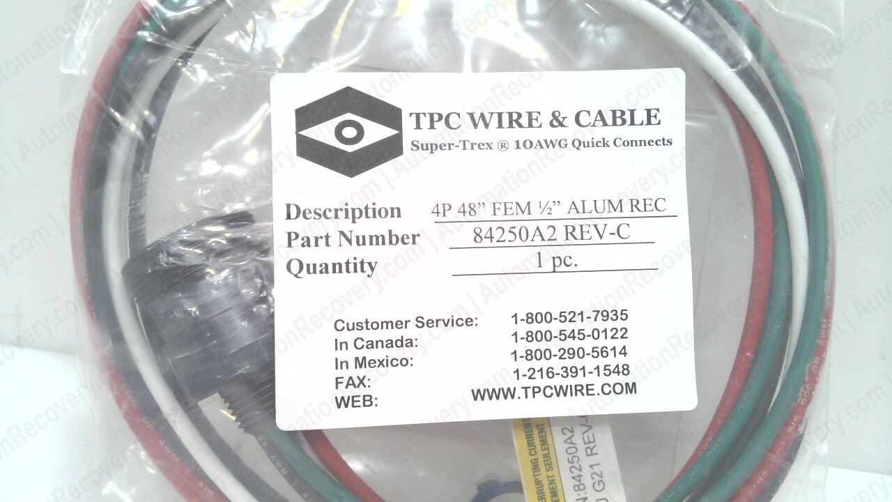 TPC WIRE & CABLE 84250A2 REVISION C, QUICK CONNEX 10 AWG MINI RECEPTAC, #333574