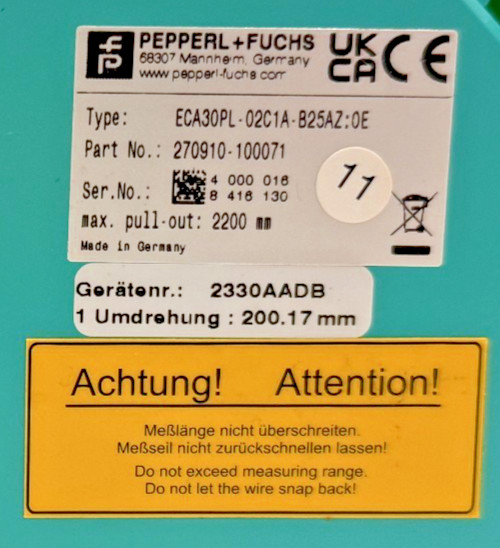 NEW PEPPERL & FUCHS ECA30PL-02C1A-B25AZ:OE ROTARY ENCODER 270910-100071