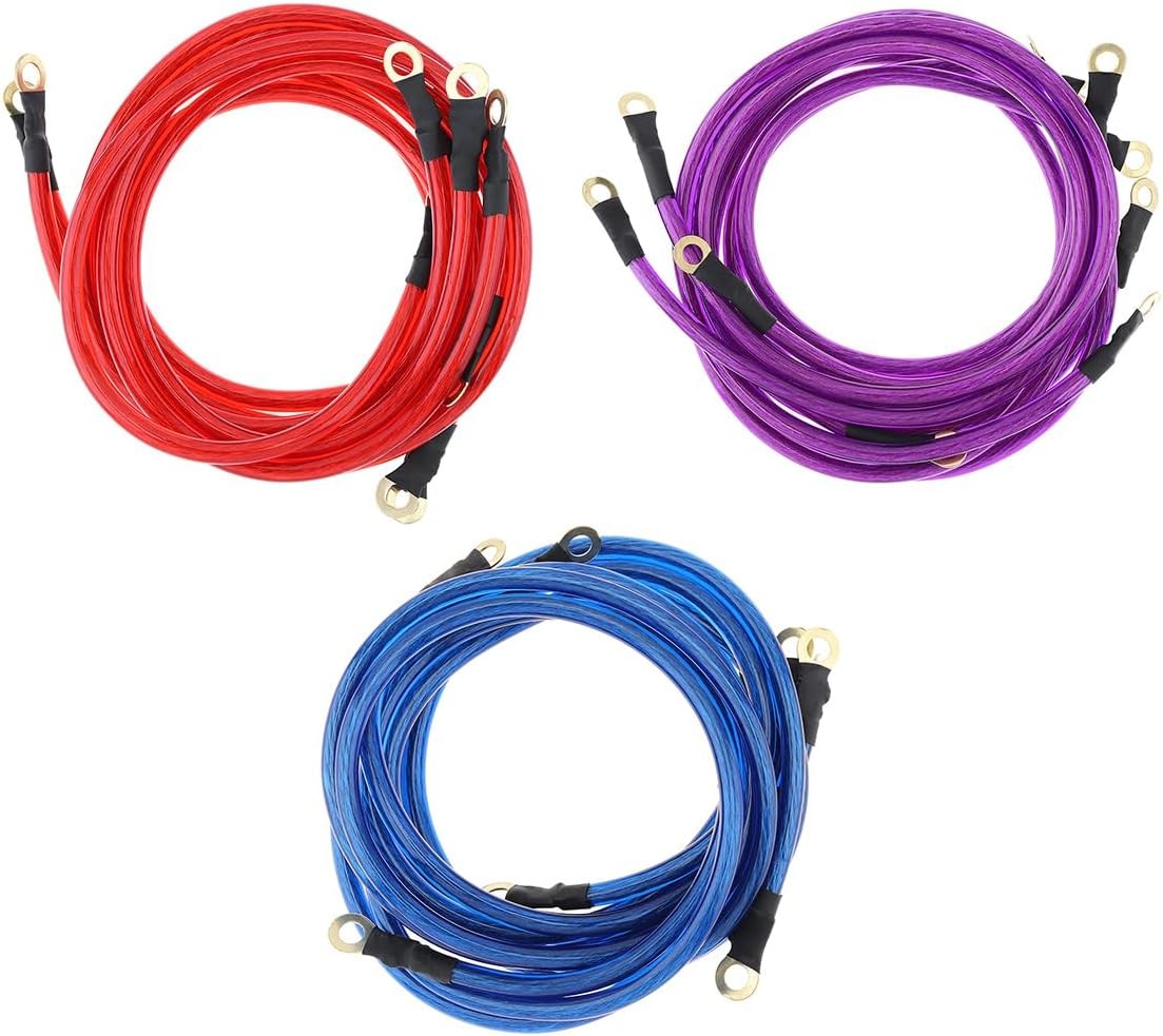 5 Point Car Universal Earth Ground Cables Grounding Wire System Kit Purple