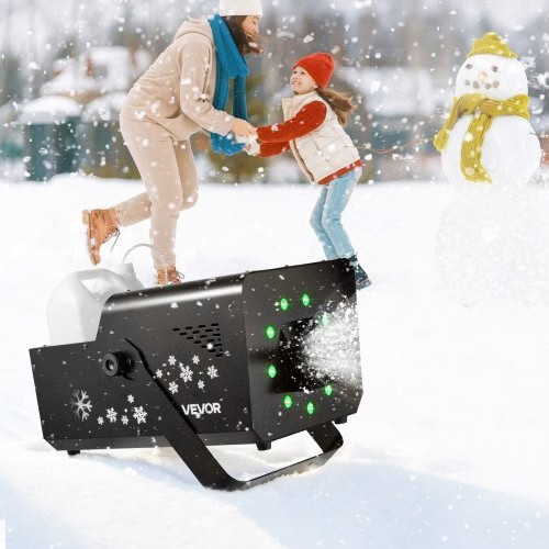 1500W Snow Machine with RGB DMX512 Signal Control, 9 LED Lights, Wireless Remot