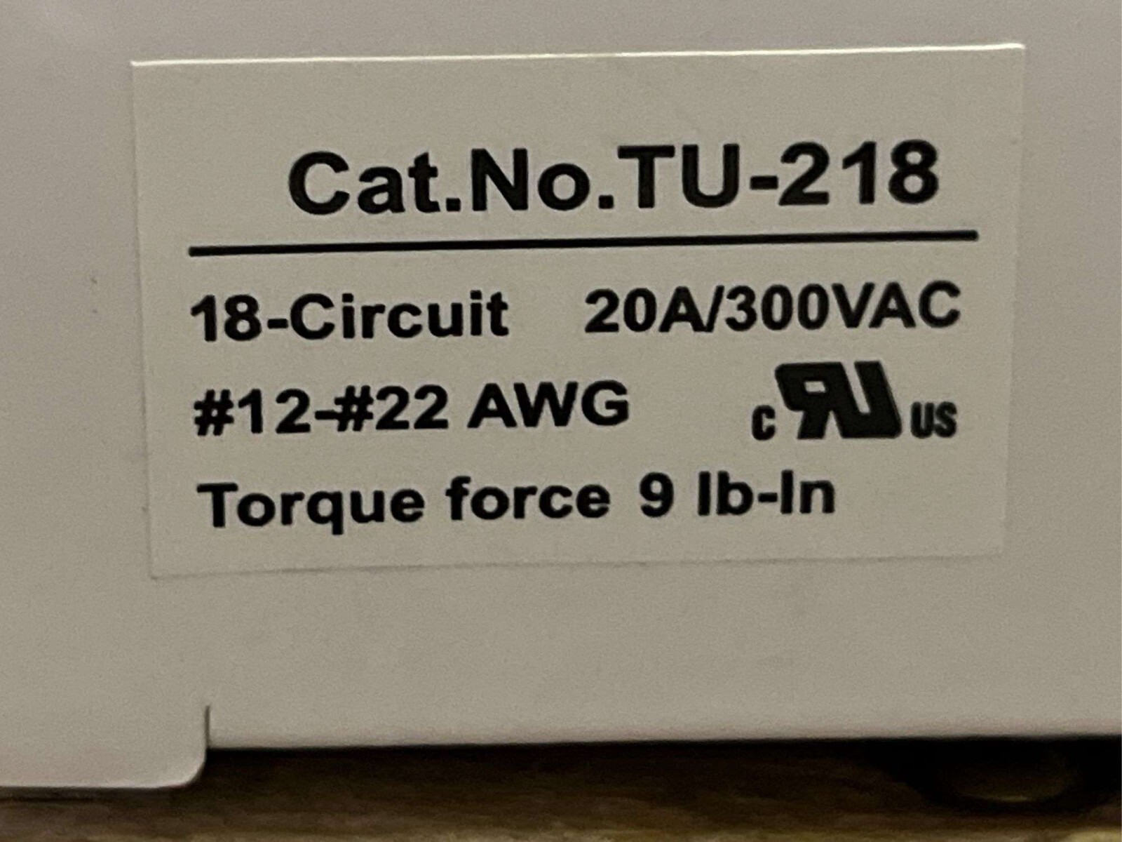 Power First TU-218 20A/300V Terminal Block 18 Position 22-12 AWG Barrier Strip