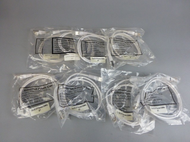 *Lot of 8* CAT 5E 3ft STP Booted 350 MHz Patch Cable (White) – NEW Surplus!