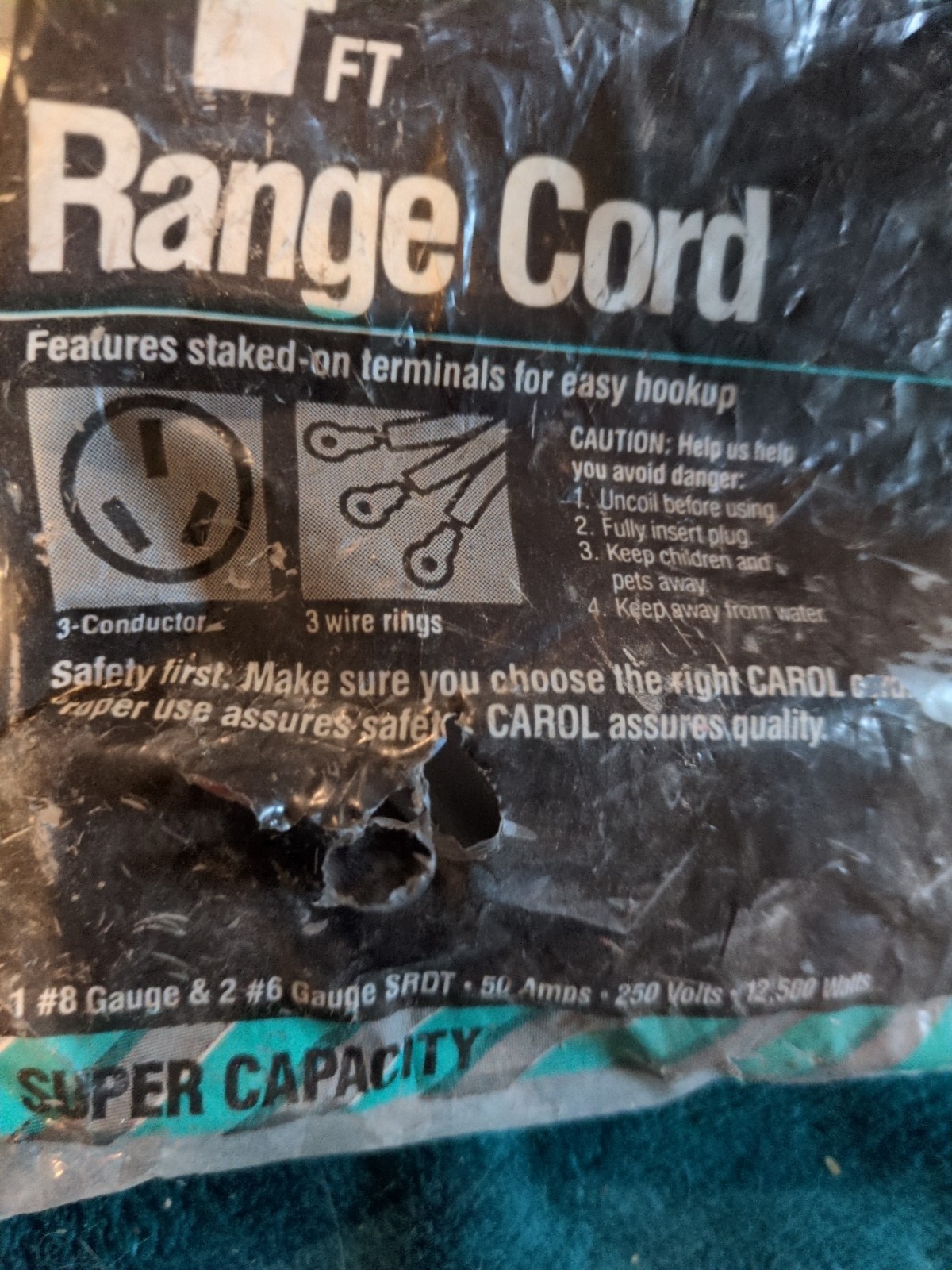 Range/Dryer Cord 4′ by Carol 05654-62-10 3 Prung Electrical Conductor NOS New