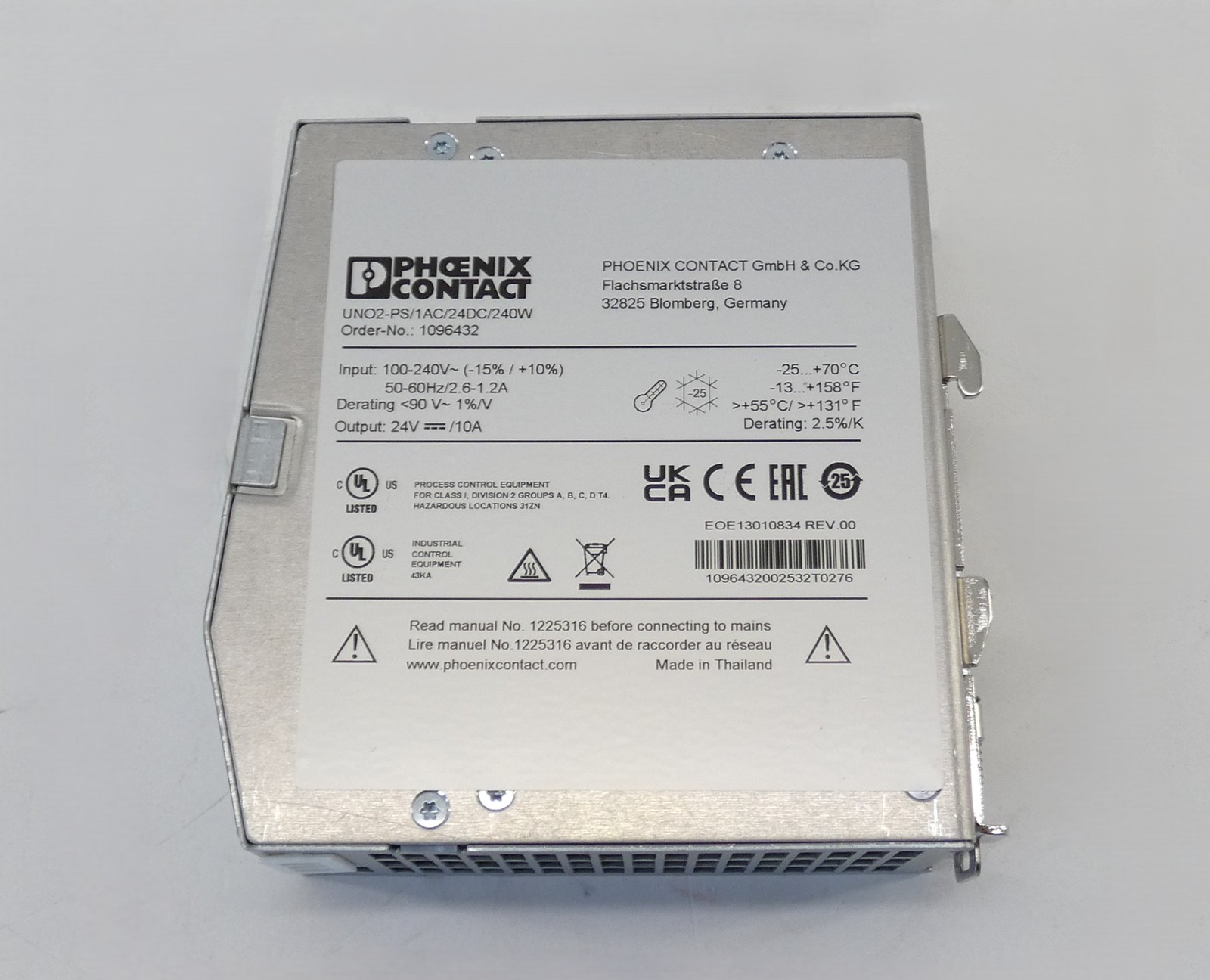 Phoenix Contact 1096432 UNO2-PS/1AC/24DC/240W Power Supply 24VDC 240W 50/60Hz…