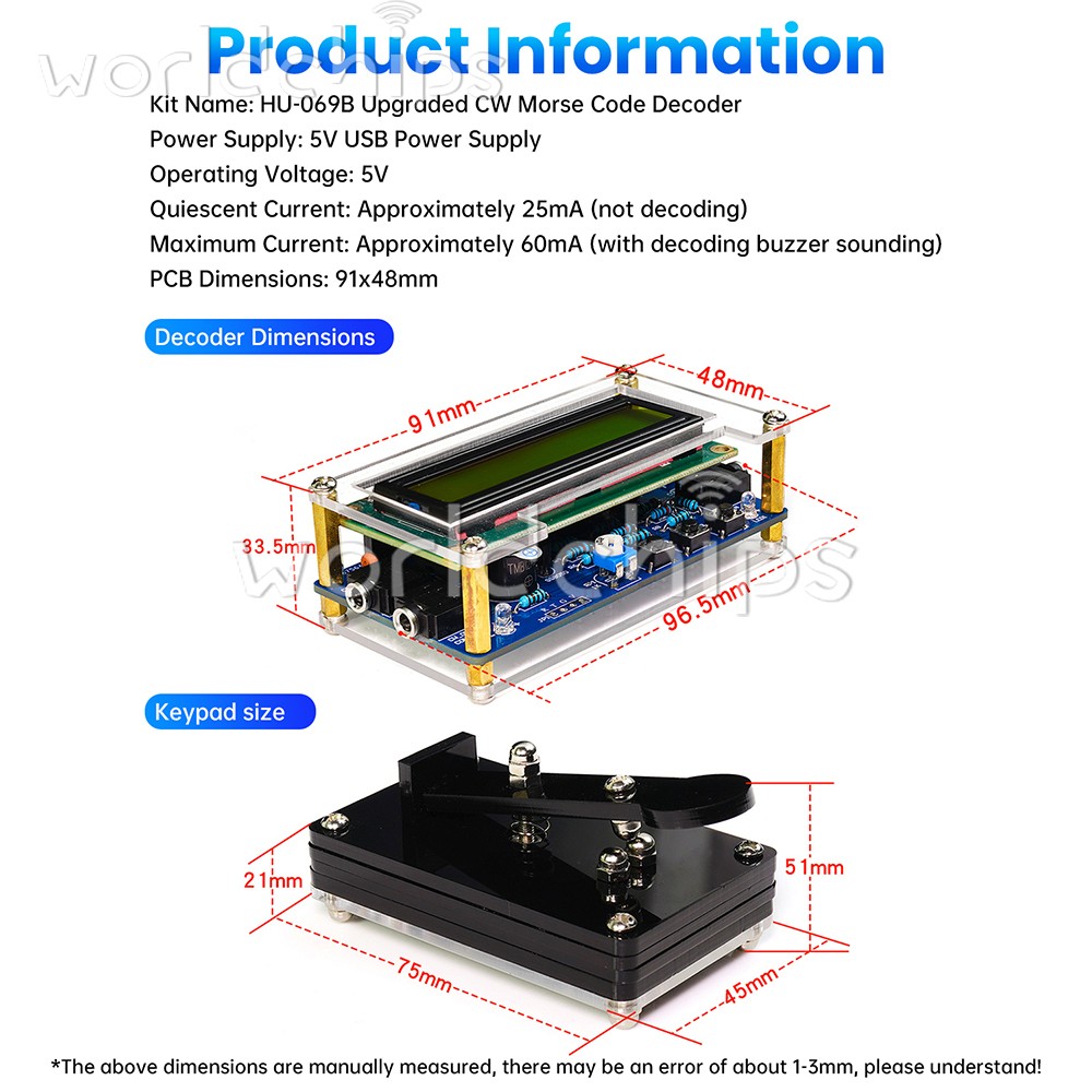 DC 5V CW Morse Code Decoder Circuit Board Welding Practice DIY Electronic Kit