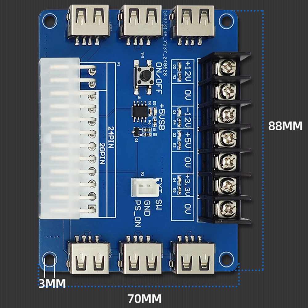 ATX Power Supply Breakout Board USB Charging Desktop Chassis Power Adapter Board