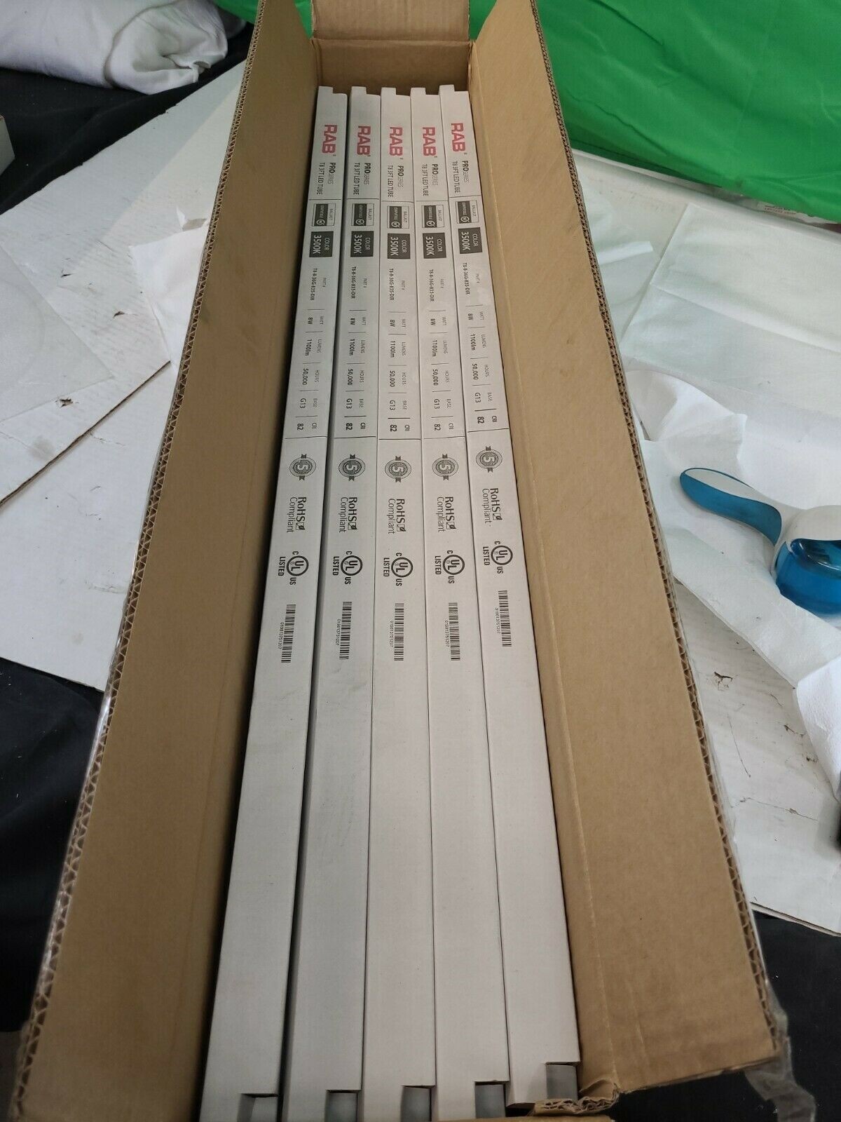 RAB T8-9-36G-835-DIR-T8 LED TUBE-8W-3500K-G13-BALLAST COMPATIBLE-LOT OF 19