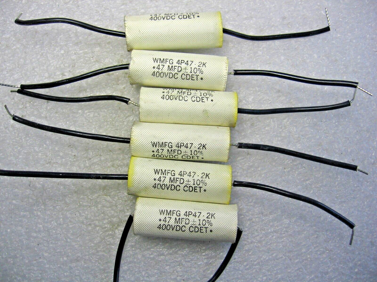 6 Piece Cornell Dubilier CDE Axial Polyester Film Capacitor .47 uF 400 vdc 10%