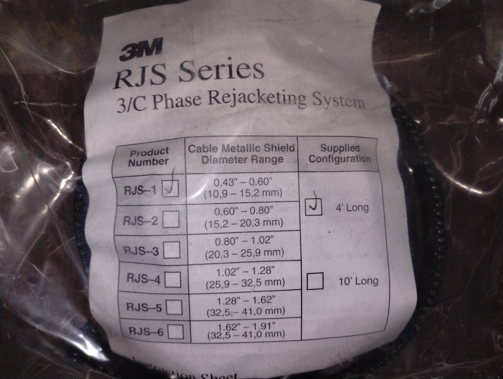 7620-S-2-3-RJS-5GT Cold Shrink QT-III 5/8 KV for #4 AWG Termination Kit 90 Day