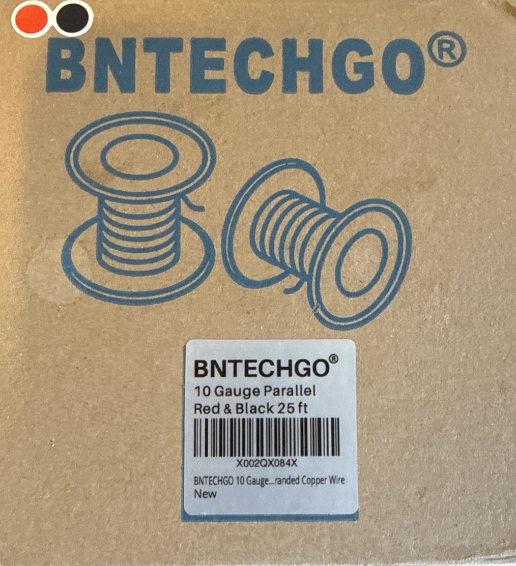 BNTECHGO 10 Gauge Parallel Red & Black 25 ft. NEW!