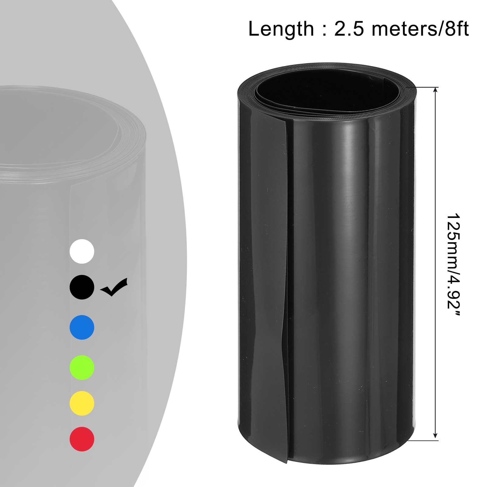 Battery Wrap Heat Shrink Tubing 80mm Dia 125mm Flat 8 Feet Black