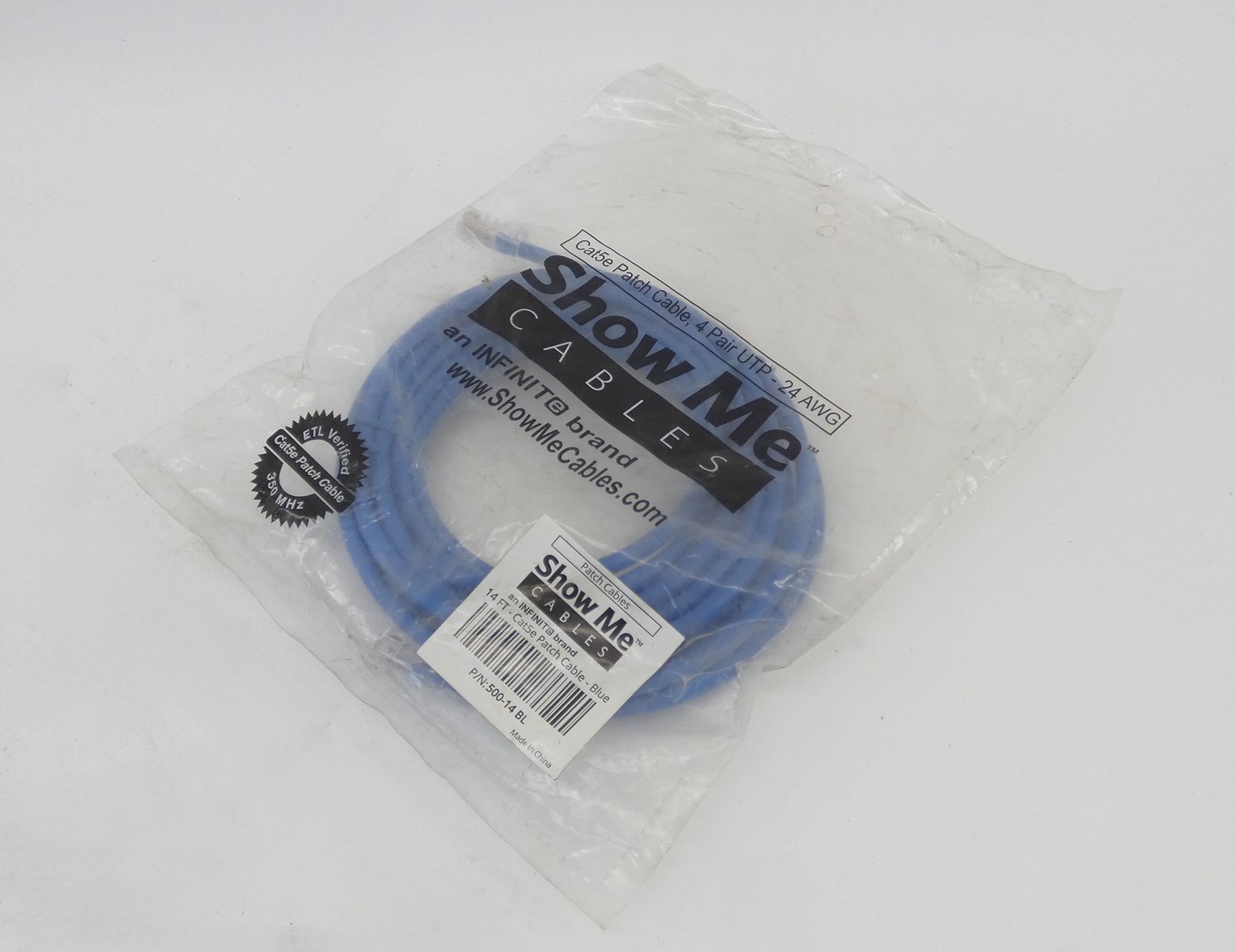 Show Me Cables 500-14 BL 14′ Cat5e Patch Cable Blue – NEW Surplus!