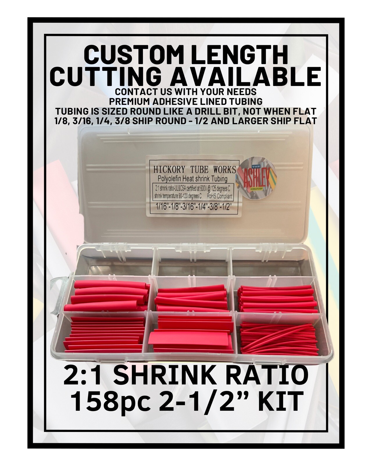 New RED Heat Shrink Tubing Kit 2:1 Ratio 6 sizes 1/16