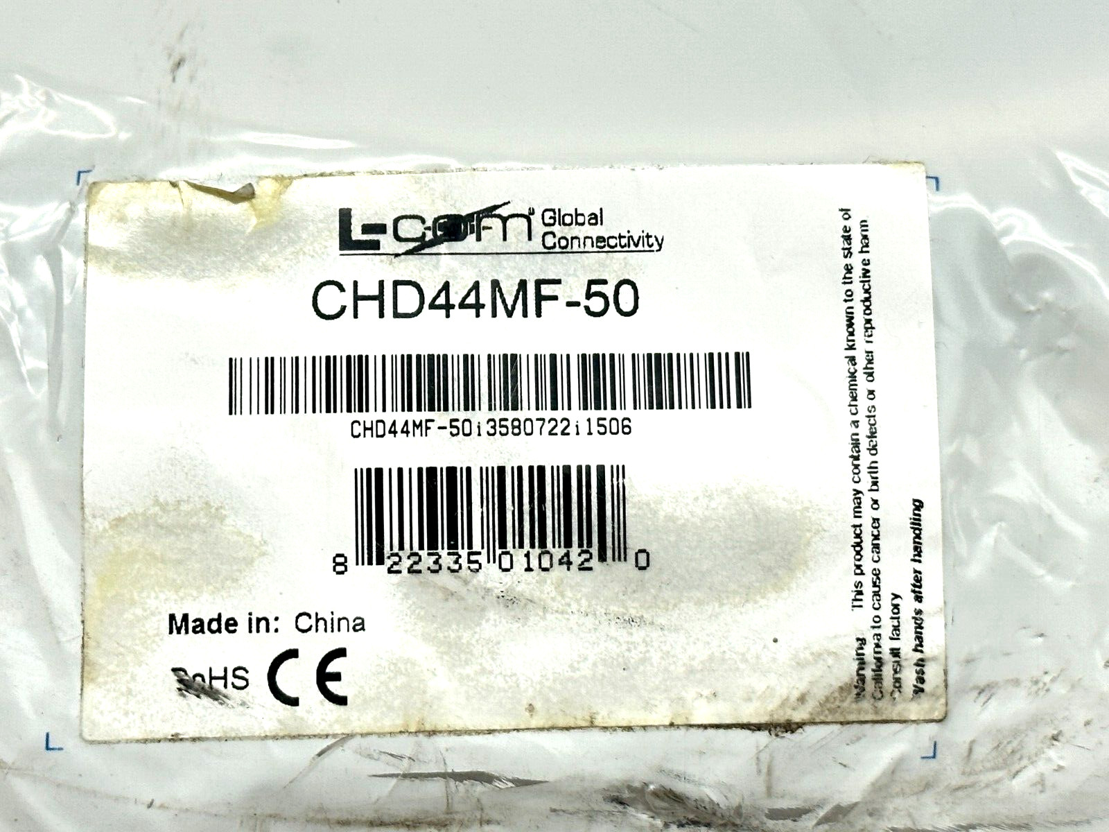 L Com CHD44MF-50 Deluxe Molded D-Sub Cable HD44 Male Female 50′