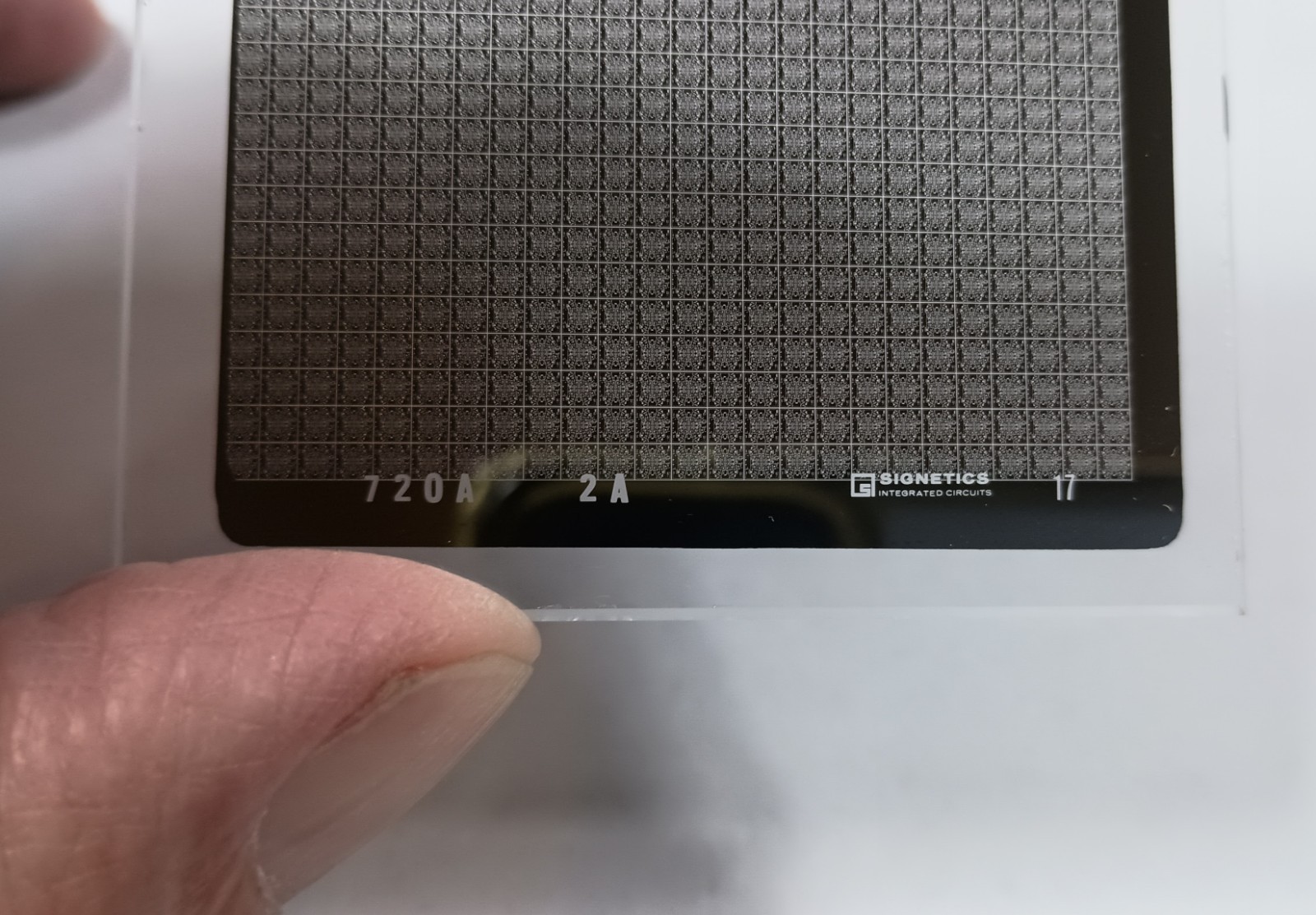 Rare Vintage Signetics Glass IC Mask Plate 2.5”X2.5” Silicon Wafer Mask Historic
