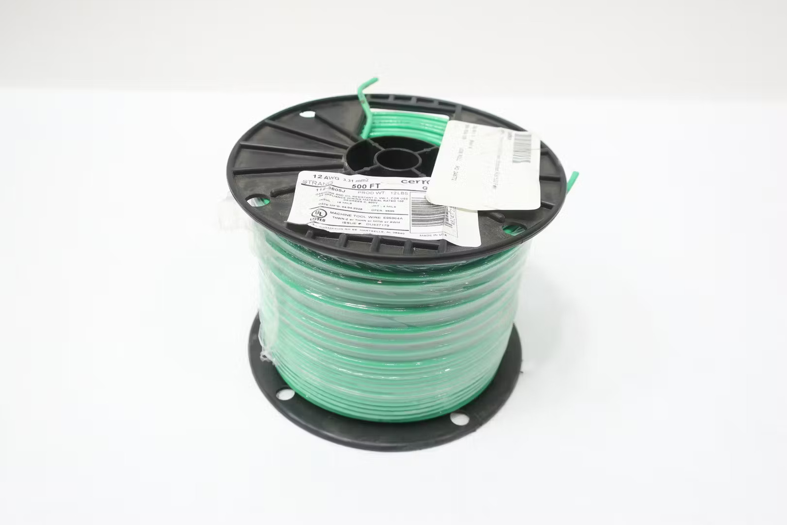 Cerrowire 112-3605J Green Wire 12awg 500ft 600v-ac